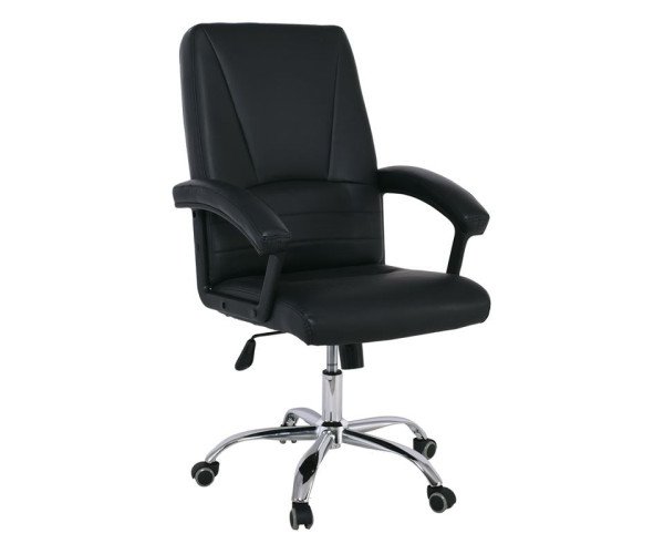 CF6350 Πολυθρόνα Διευθυντή Μέταλλο Χρώμιο, PU Μαύρο